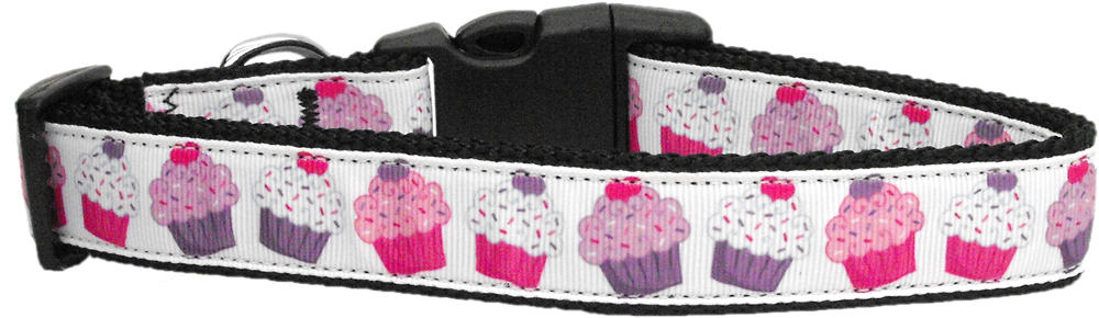 Pink and Purple Cupcakes Dog Collar Medium